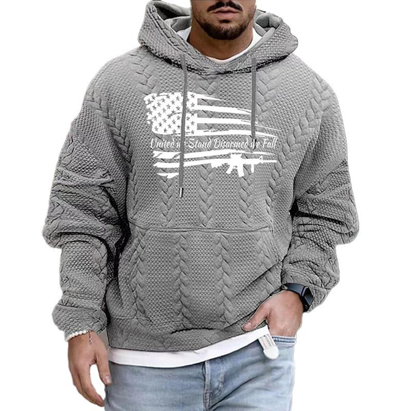 Men's Casual Jacquard Long Sleeve Lace-up Hoodie 18283403X