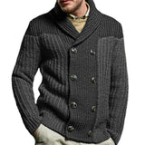 Men's Colorblock Lapel Long Sleeve Double Breasted Knit Cardigan 45570374Z