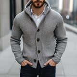 Men's Light Grey Hooded Button Knit Cardigan 75948055U