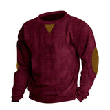 Men's Casual Round Neck Color Block Corduroy Long Sleeve Sweatshirt 28095329Y