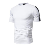 Men's Casual Leather Patchwork Round Neck Loose Short Sleeve T-Shirt 30639428M