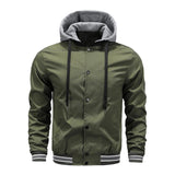 Men's Colorblock Button Hooded Bomber Jacket 48816519X