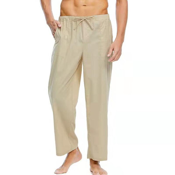 Men's Casual Elastic Cotton and Linen Trousers 37589890X