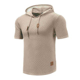 Men's Casual Knit Slim Fit Short Sleeve Hoodie 78659696M