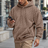 Men's Solid Color Jacquard Sports Casual Hoodie 94208625X