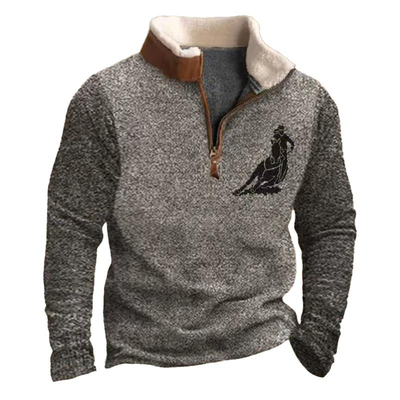 Men's Printed Turtleneck Half-zip Sweatshirt 73284457X