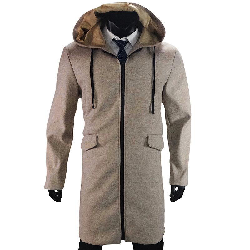 Men's Solid Color Loose Mid-length Hooded Coat 59152945X