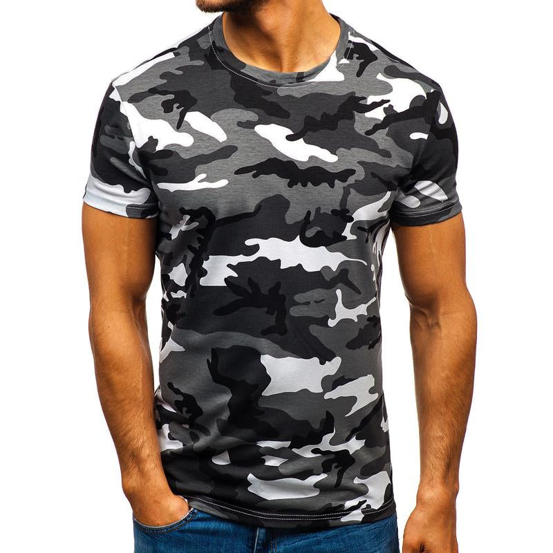 Men's Printed Camouflage Round Neck Short Sleeve T-Shirt 55231359X