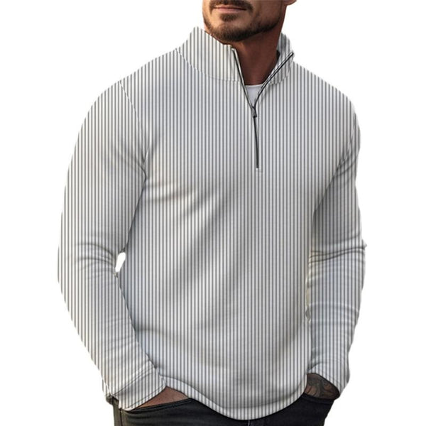 Men's Loose Sports Striped Stand Collar Sweatshirt 36189963X