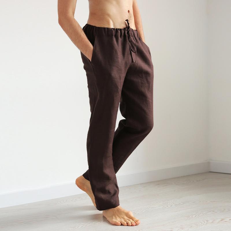 Men's Vacation Casual Elastic Cotton and Linen Pants 95043046X