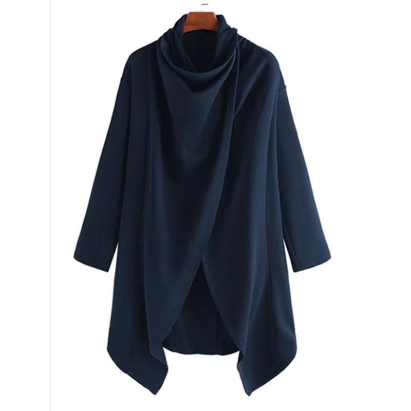 Men's Casual Cape Style High Collar Long Sleeve Irregular Coat 51124408K