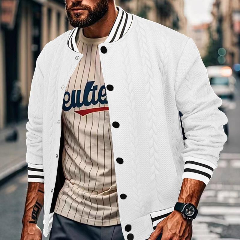 Men's Casual Single Breasted Cardigan Baseball Jacket 95897985X