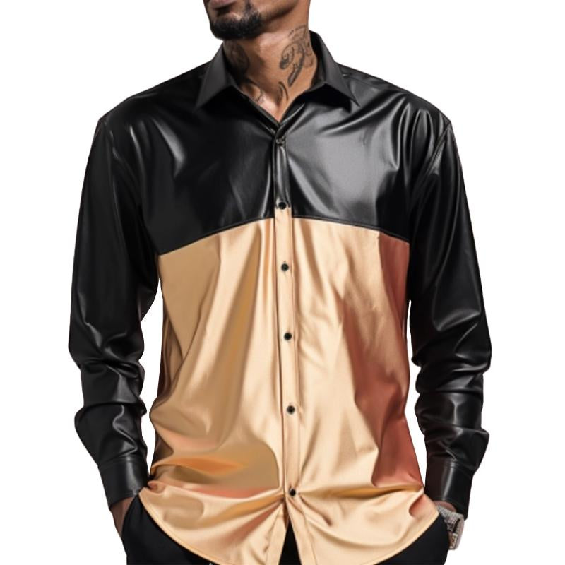 Elegante camisa de manga larga con solapa sencilla en contraste para hombre 6629675M