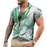 Men's Vintage Hawaiian Lapel Short Sleeve Shirt 20550196TO