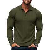 Men's Casual Elastic Long Sleeve POLO Shirt 38636391X