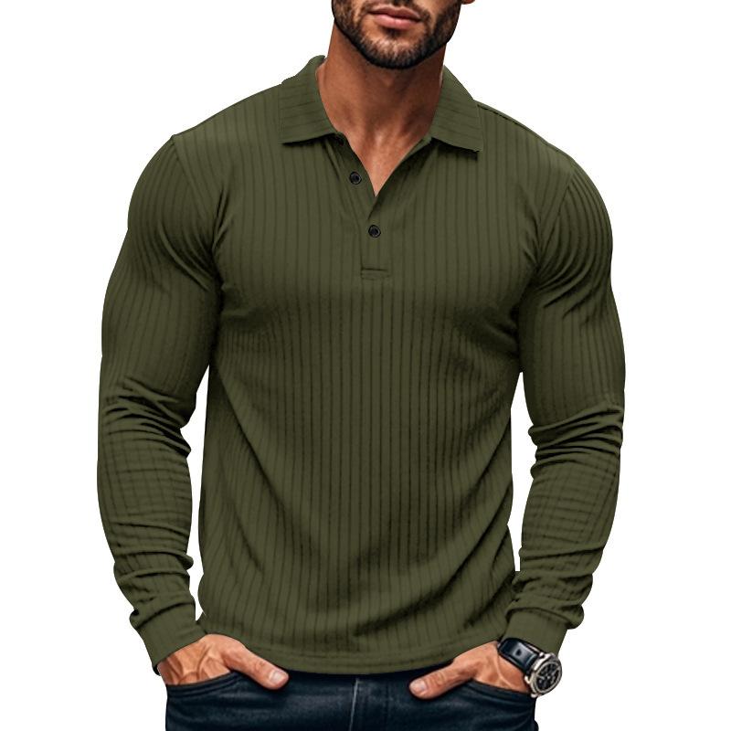 Men's Casual Elastic Long Sleeve POLO Shirt 38636391X