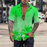 Men's Printed Cuban Collar Pocketless Shirt 85546645X