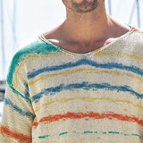 Men's Multicolor Line V-neck Knit Sweater 67181308U