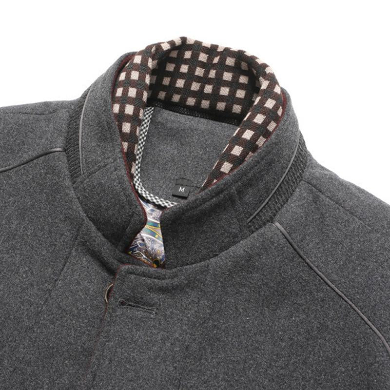 Men's Casual Solid Color Scarf Collar Mid-length Coat 53583831X