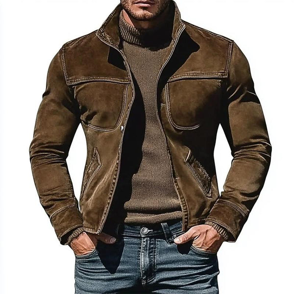 Men's Suede Stand Collar Jacket 67773897U