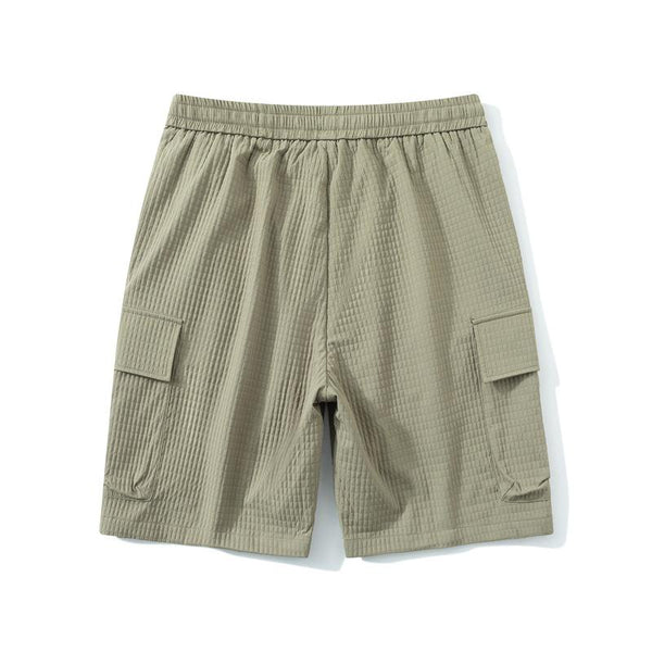 Men's Solid Color Waffle Sports Multi-Pocket Shorts 07707876Y