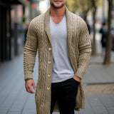 Men's Vintage Thick Knitted Twisted Mid-Length Knitted Cardigan 39047470M