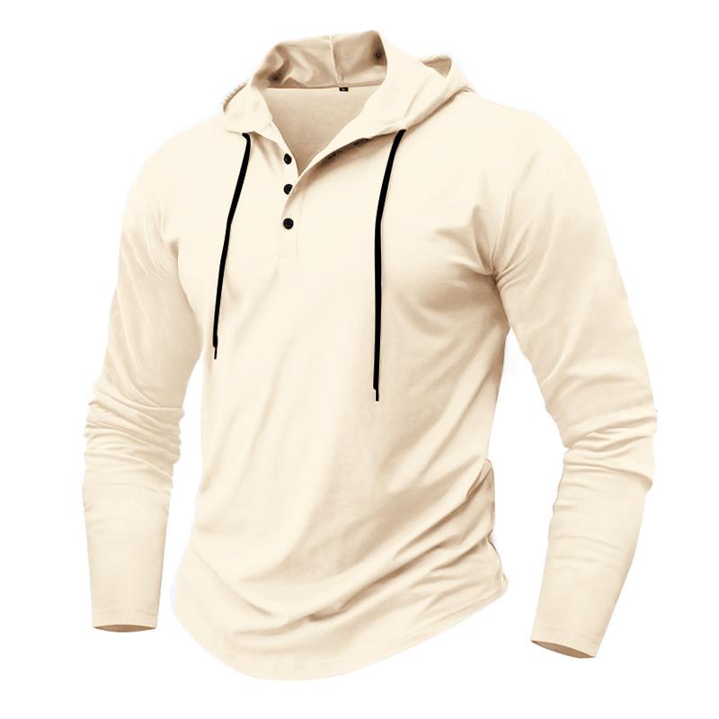 Men's Casual Solid Color Loose Long Sleeve Hoodie 50305630X
