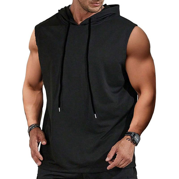 Men's Casual Cotton Blended Sports Sleeveless Hoodie 42417585M