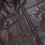 Men's Vintage Solid Lapel Leather Biker Jacket 19289177X