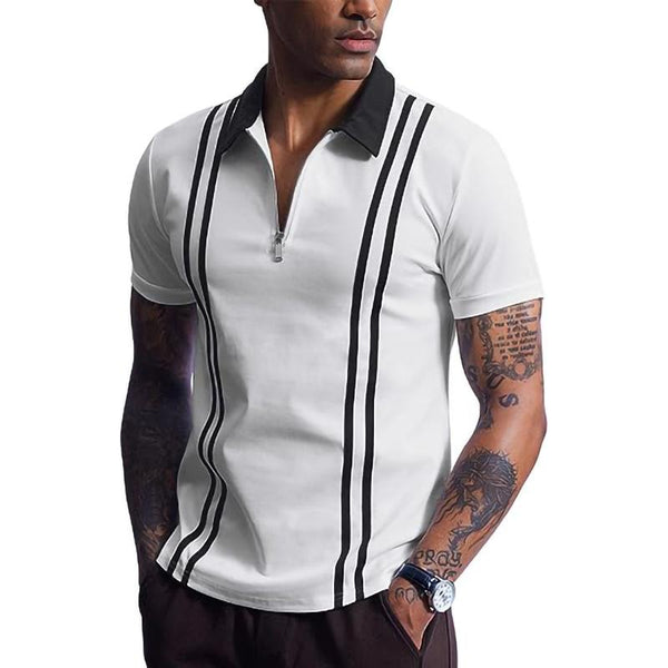 Men's Color Block Short Sleeve Polo Shirt 83265788Y