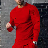 Men's Solid Round Neck Long Sleeve T-shirt 37324292Z
