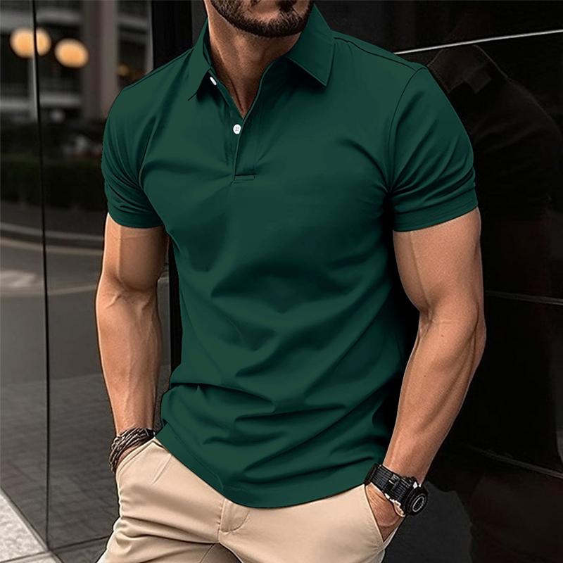 Men's Casual Solid Color Short Sleeved Polo Shirt 12619313Y