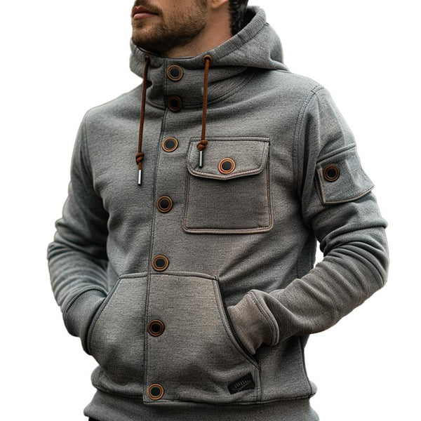 Men's Casual Loose Multi-pocket Hooded Jacket 88247522X