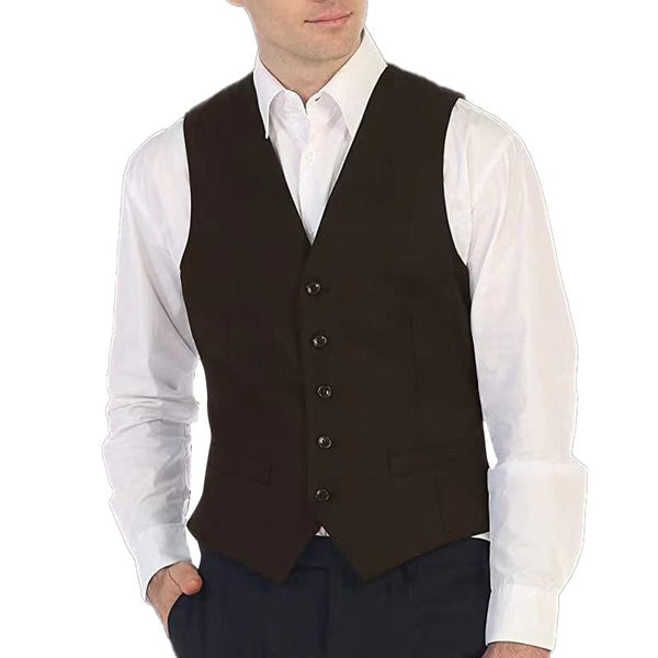 Men's Vintage Solid Collarless Suit Vest 29331158Y