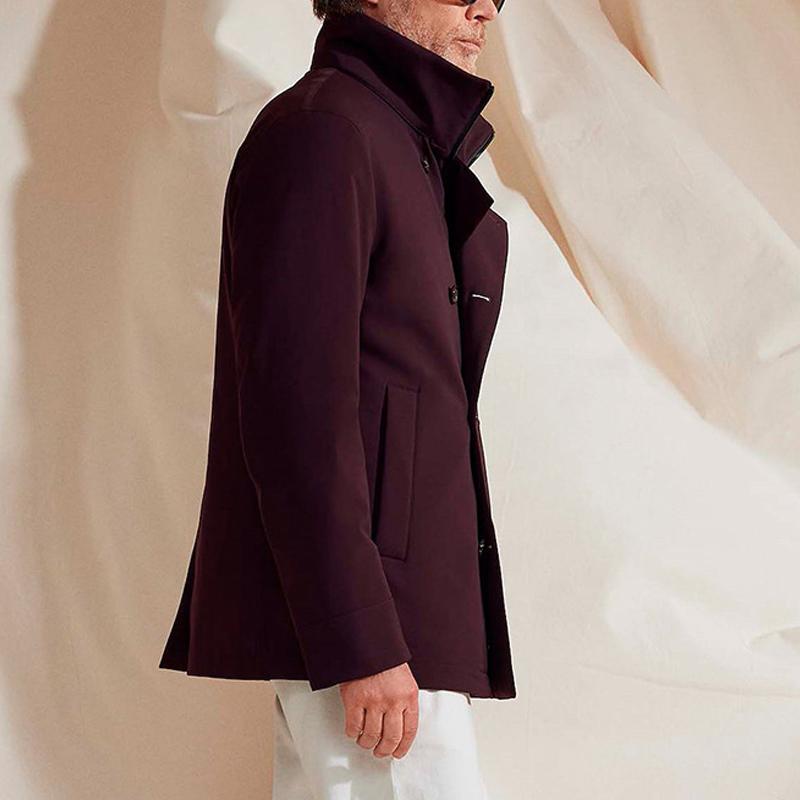 Cappotto doppiopetto con risvolto in tinta unita vintage da uomo 93080096Y