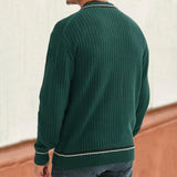 Men's Casual V-Neck Color Block Knitted Pullover Sweater 47251555M