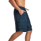 Men's Casual Elastic Waist Multi-Pocket Loose Athletic Shorts 34861251M