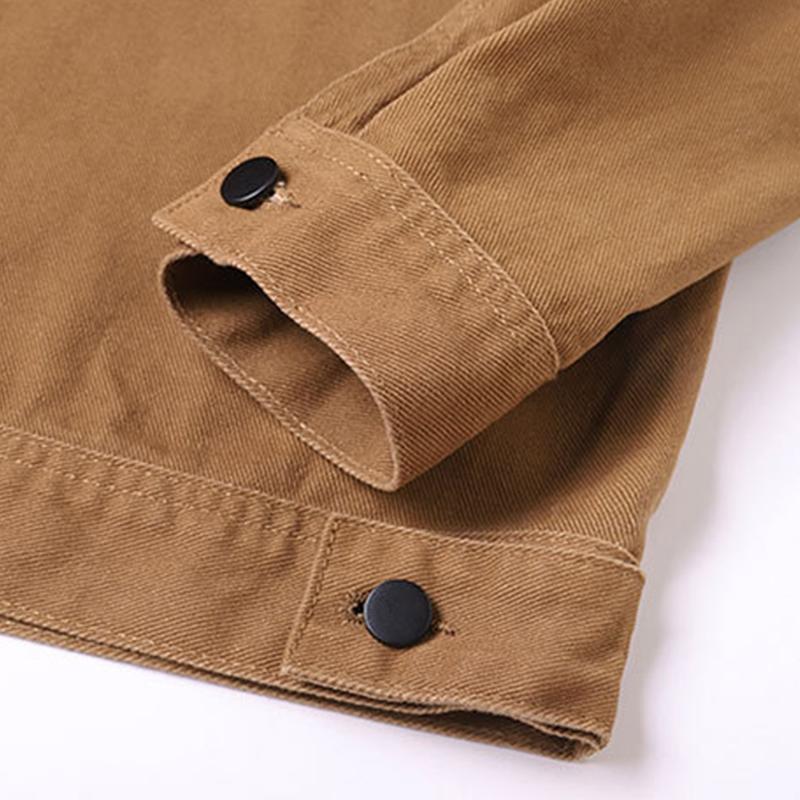 Men's Vintage Solid Color Cotton 3D Pocket Loose Lapel Single-Breasted Jacket 14172939M