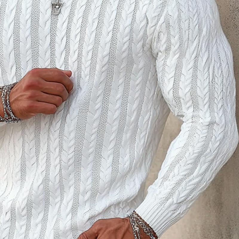 Men's Solid Color Twisted Crew Neck Knitted Sweater 44177069X