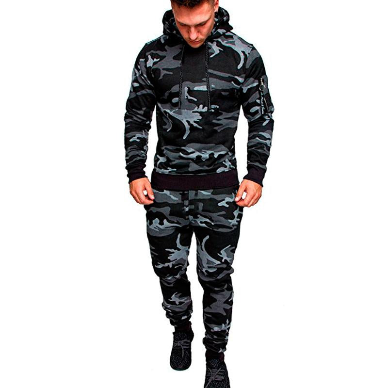 Men's Camouflage Casual Hoodie and Pants Set 61825146U