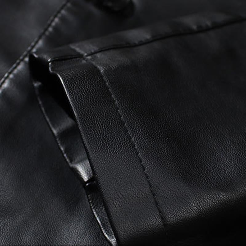 Men's Vintage Lapel Single Breasted Slim Leather Blazer 57903725M