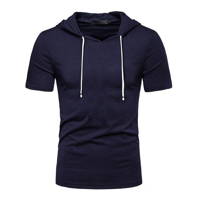Men's Solid Color Hooded Casual Sports T-shirt 44483131X