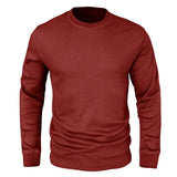 Men's Loose Round Neck Long Sleeve Waffle Basic T-Shirt 43052746X