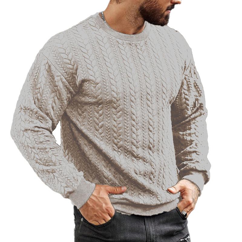 Men's Retro Round Neck Long Sleeve Casual Jacquard Sweatshirt 10307510X