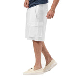 Men's Solid Linen String Multi-Pocket Beach Shorts 37102499Y