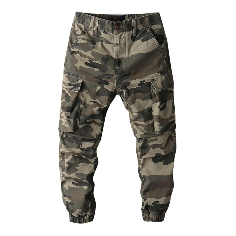 Men's Casual Multi-Pocket Loose Cotton Camouflage Cargo Pants 54985145M