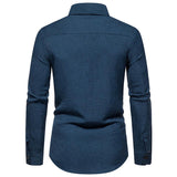 Men's Retro Solid Color Casual Long Sleeve Shirt 86241706Y