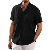 Men's Casual Patchwork Chest Pocket Short Sleeve Shirt 67695857Y