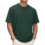 Men's Casual Solid Color Round Neck Short Sleeve T-Shirt 46031373Y