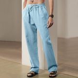 Men's Casual Solid Color Linen Breathable Loose Trousers 83743622M